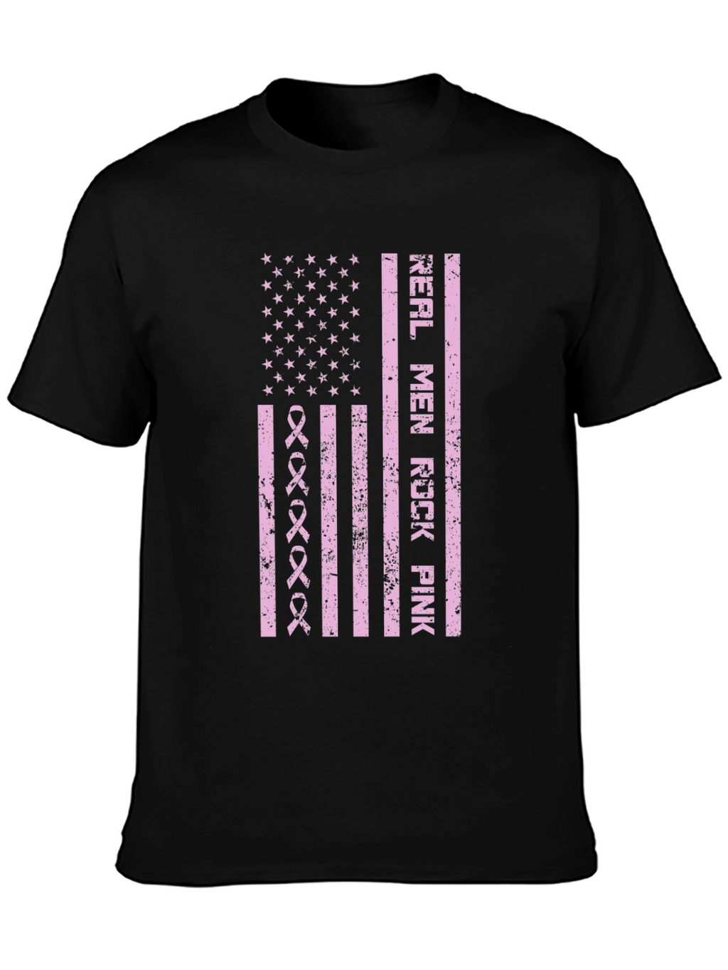 Real Men Rock Pink Breast Cancer Awareness T-Shirt
