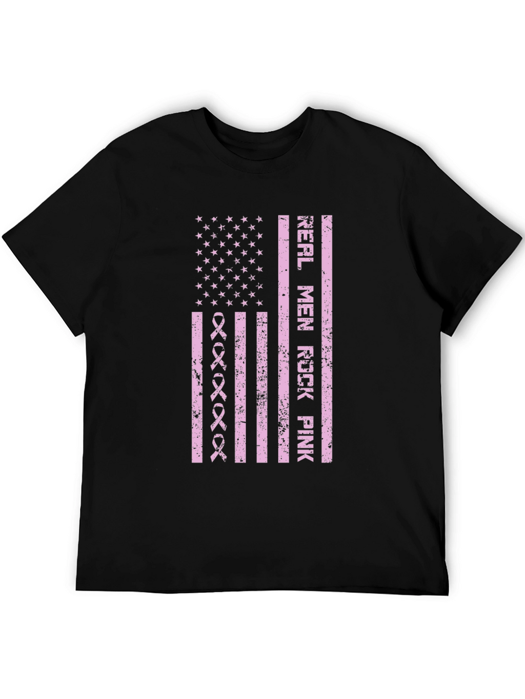 Real Men Rock Pink Breast Cancer Awareness T-Shirt