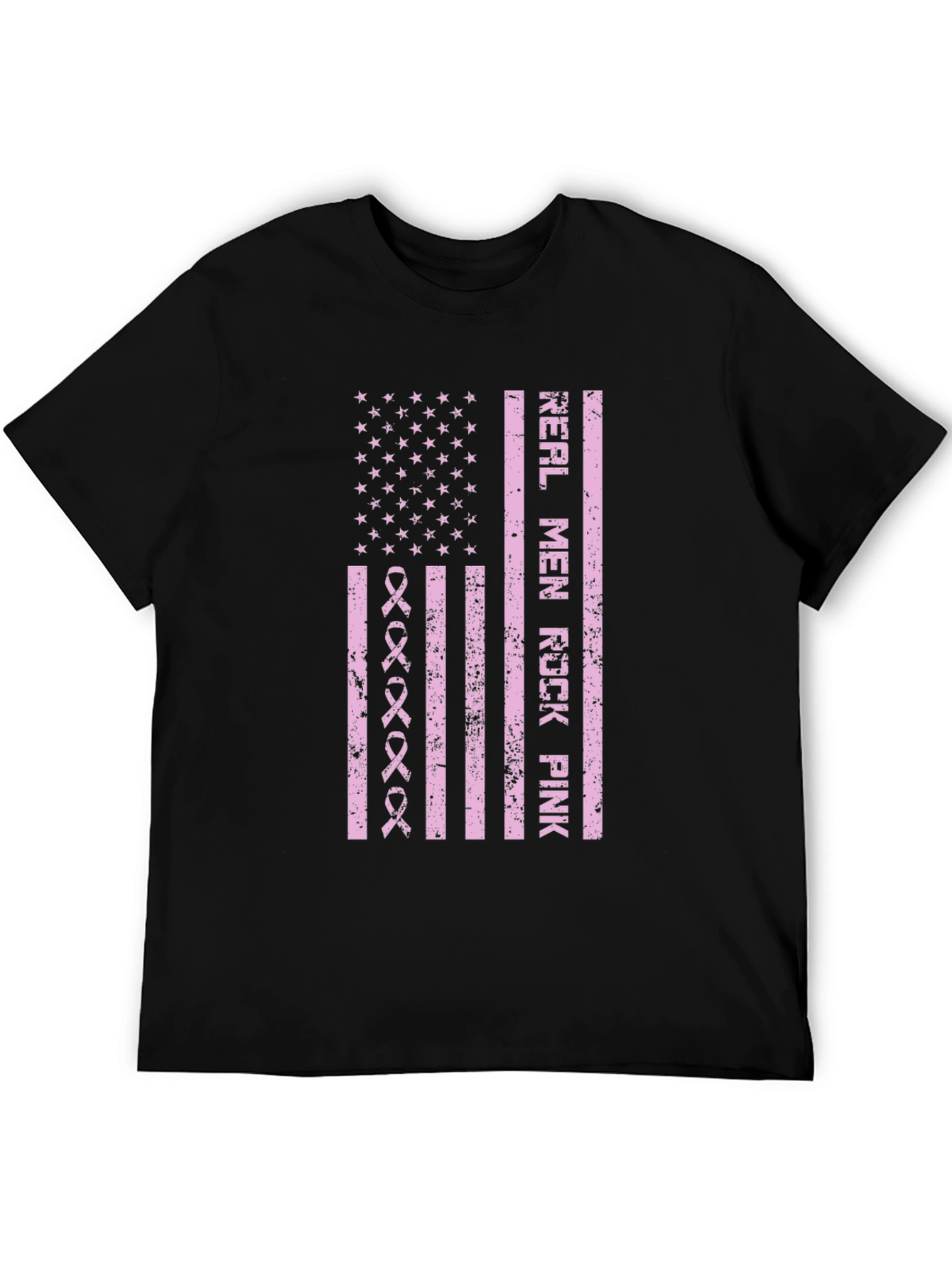 Real Men Rock Pink Breast Cancer Awareness T-Shirt