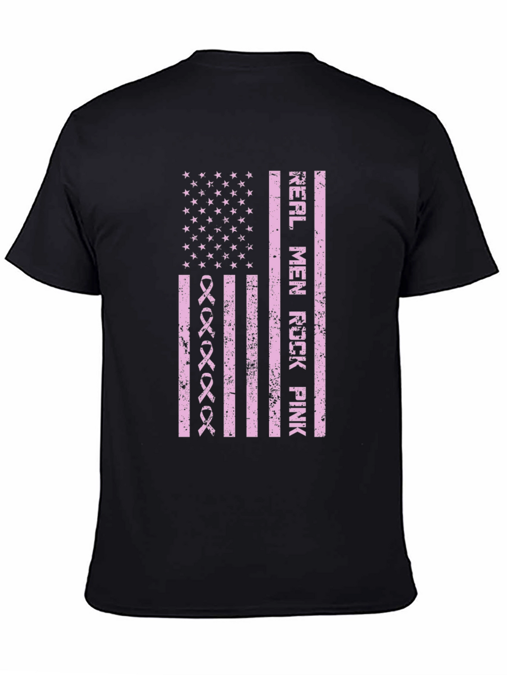 Real Men Rock Pink Breast Cancer Awareness T-Shirt