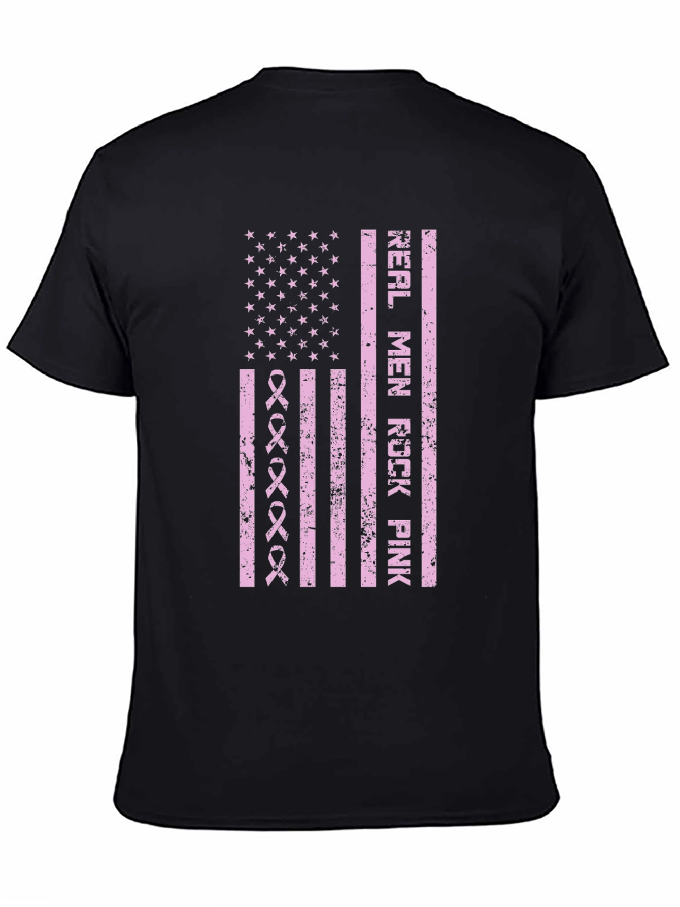 Real Men Rock Pink Breast Cancer Awareness T-Shirt