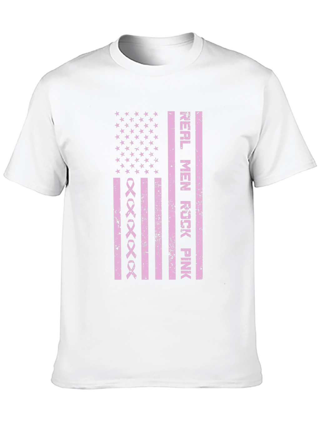 Real Men Rock Pink Breast Cancer Awareness T-Shirt