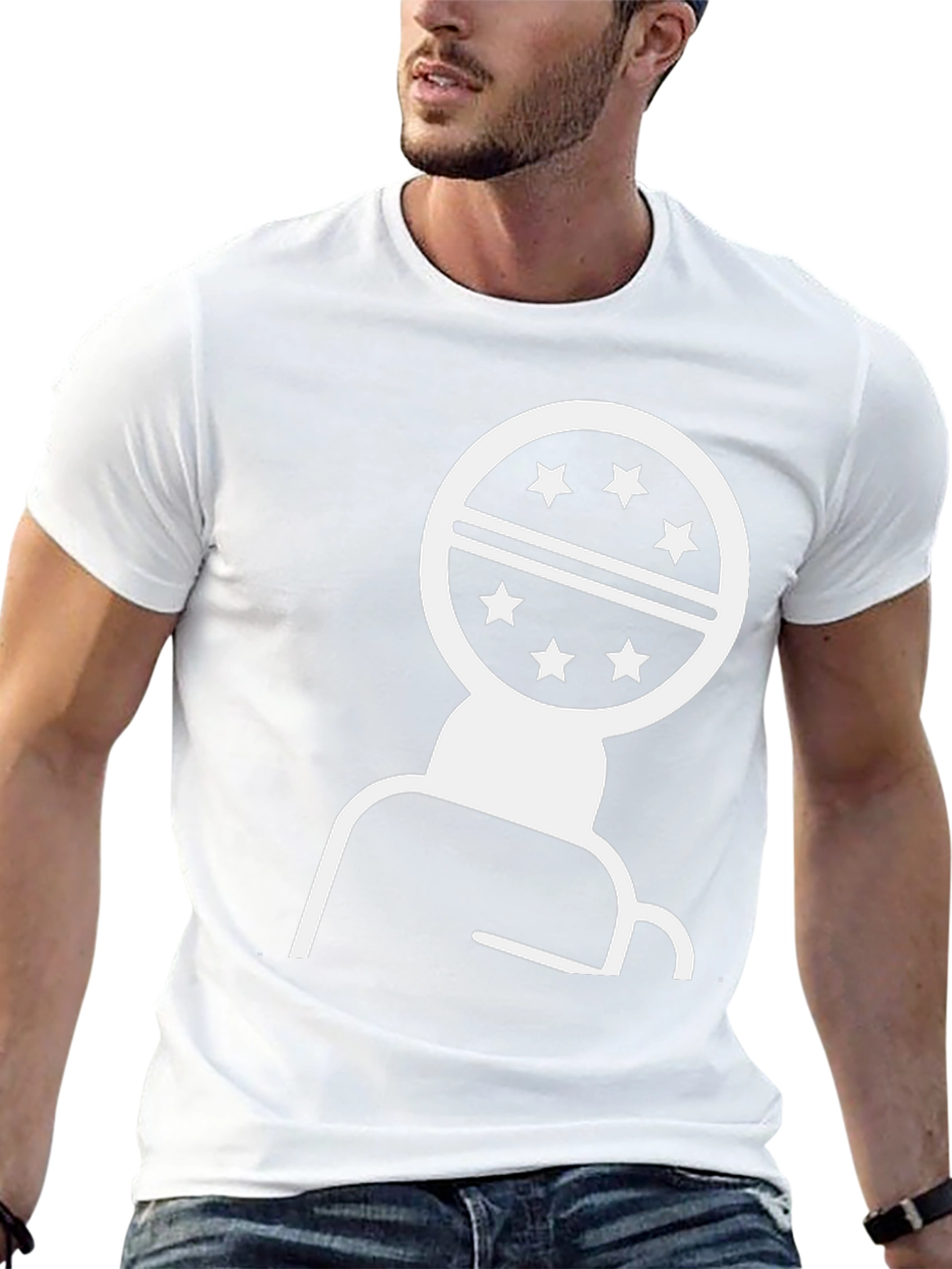 Geometric Star Design Black T-Shirt