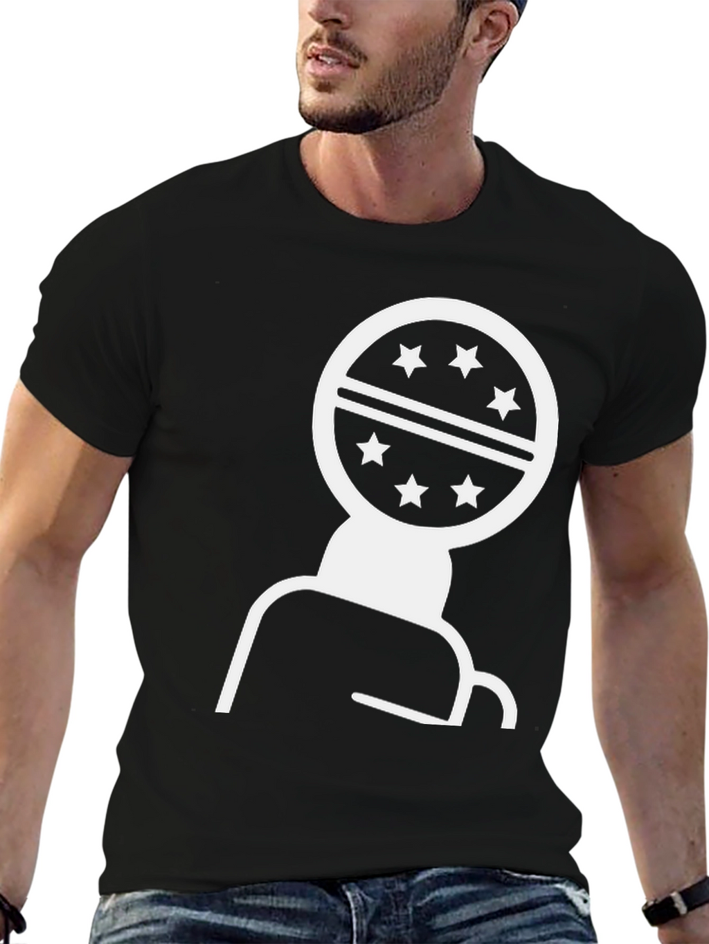 Geometric Star Design Black T-Shirt