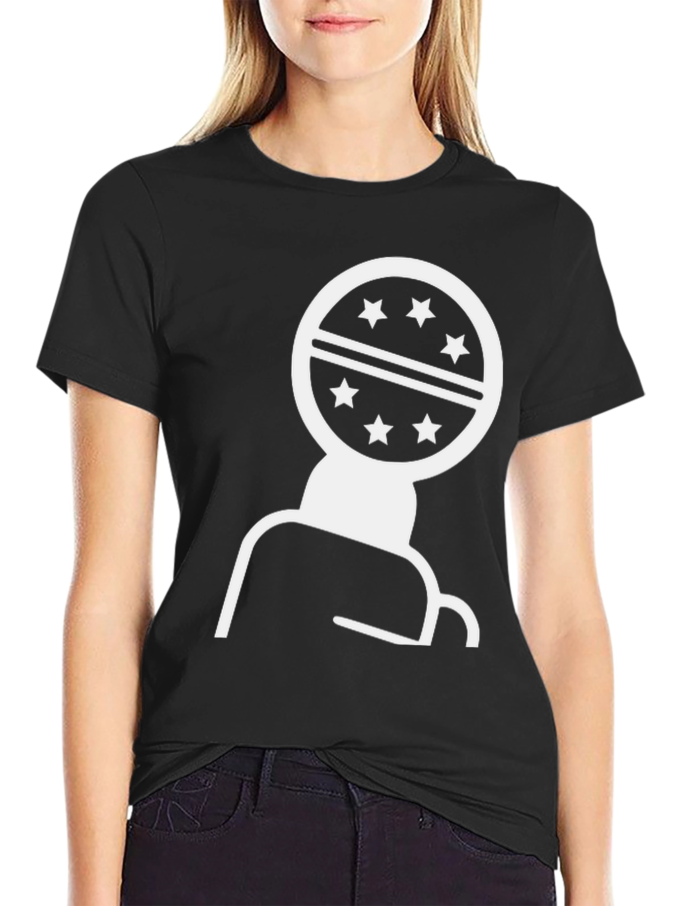 Geometric Star Design Black T-Shirt