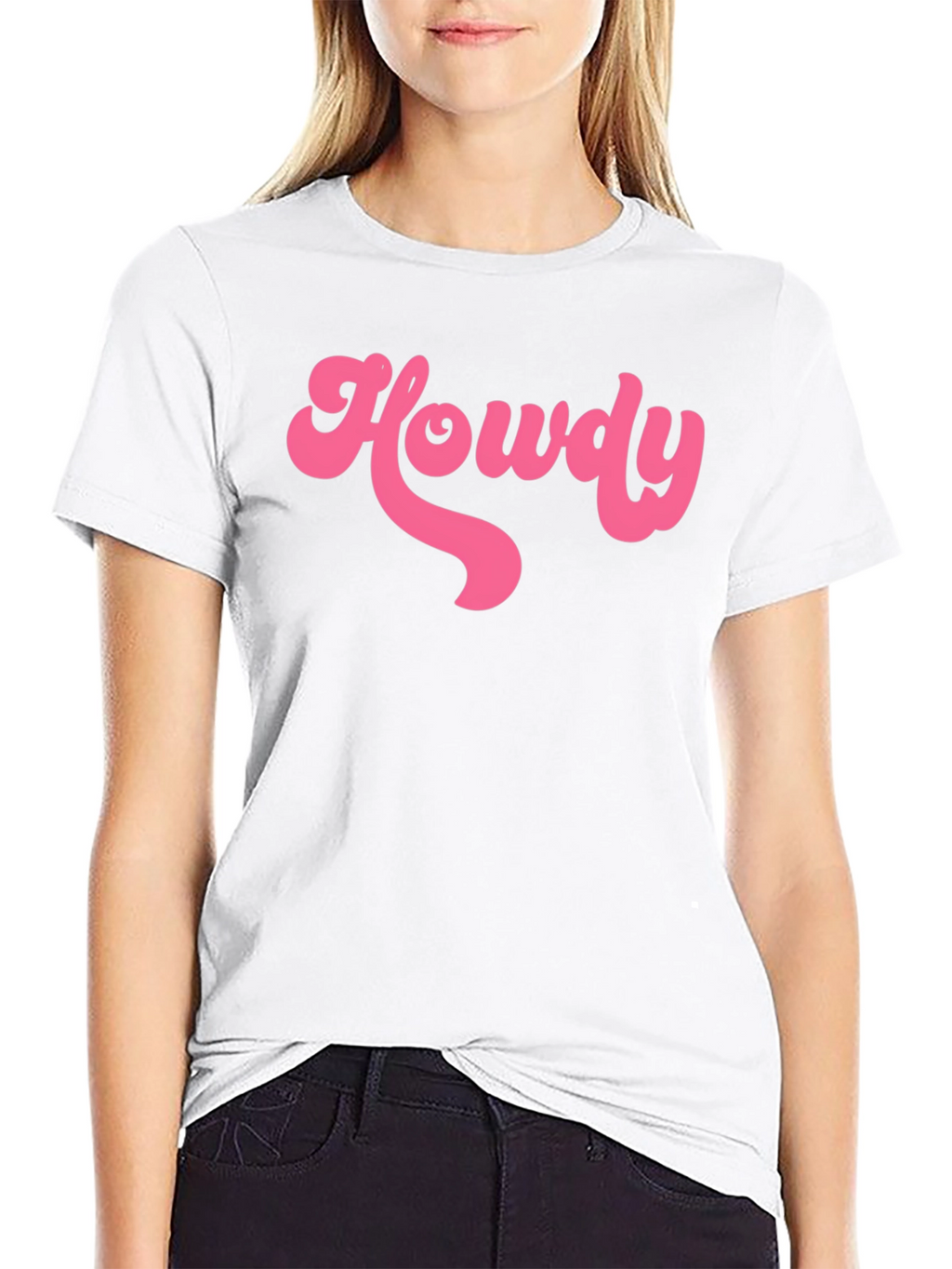 Howdy T-Shirt - Retro Pink Graphic on Black Tee