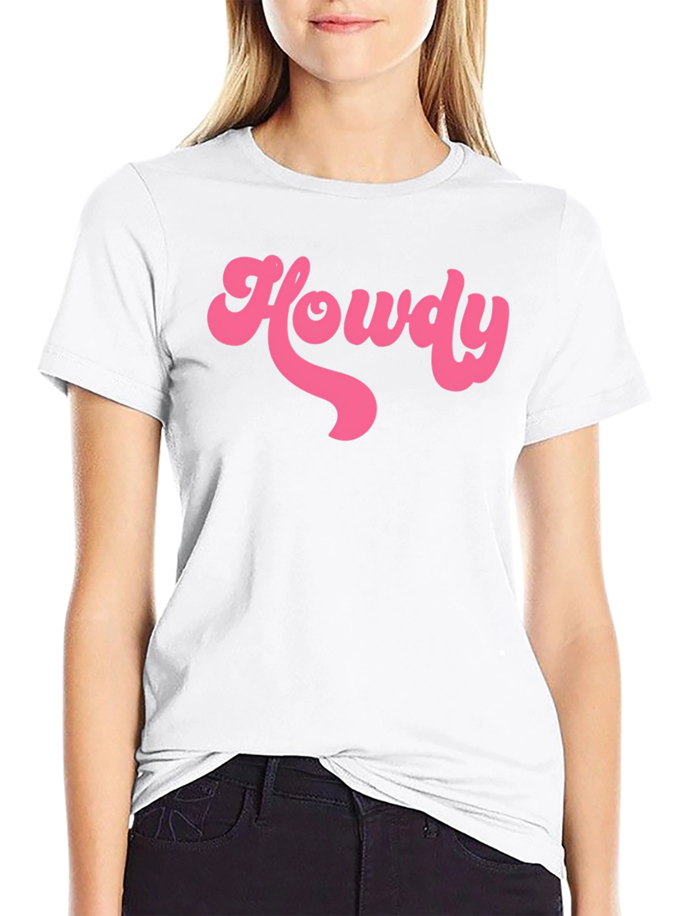 Howdy T-Shirt - Retro Pink Graphic on Black Tee