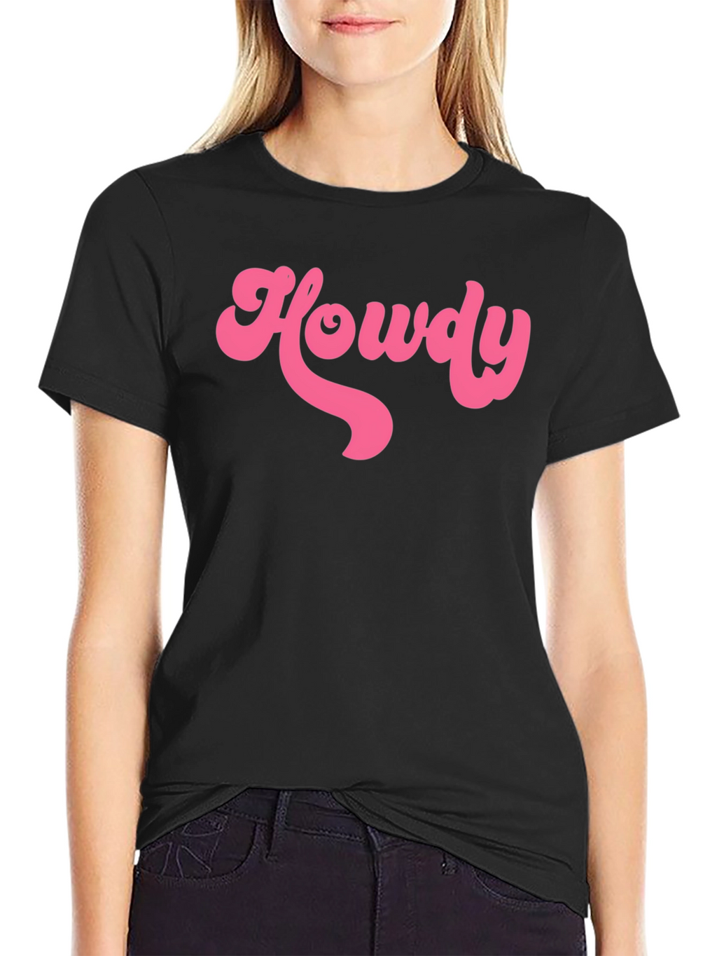 Howdy T-Shirt - Retro Pink Graphic on Black Tee
