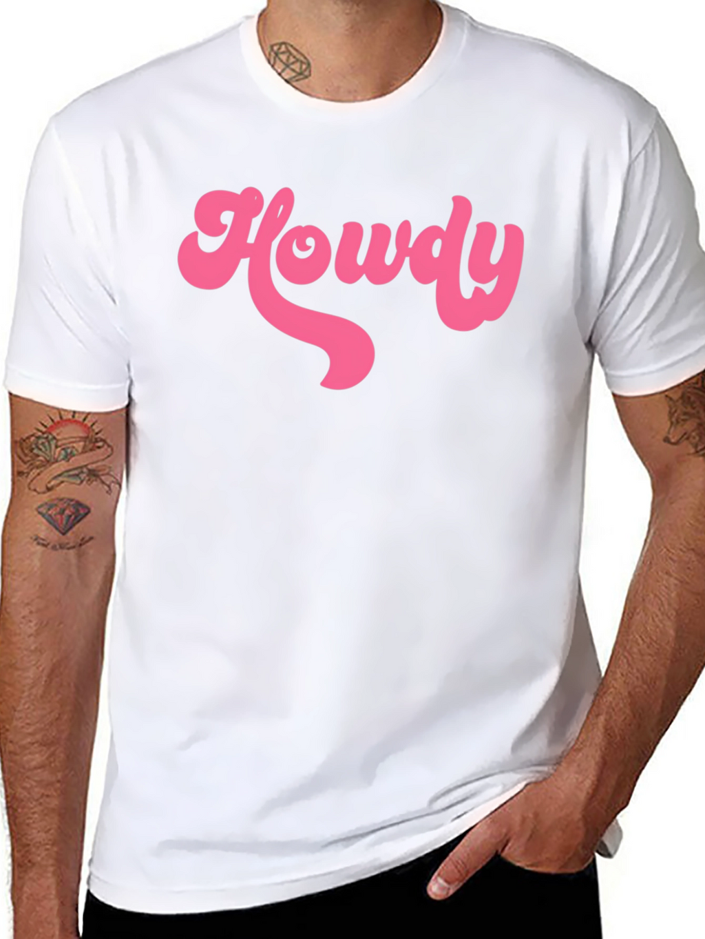 Howdy T-Shirt - Retro Pink Graphic on Black Tee
