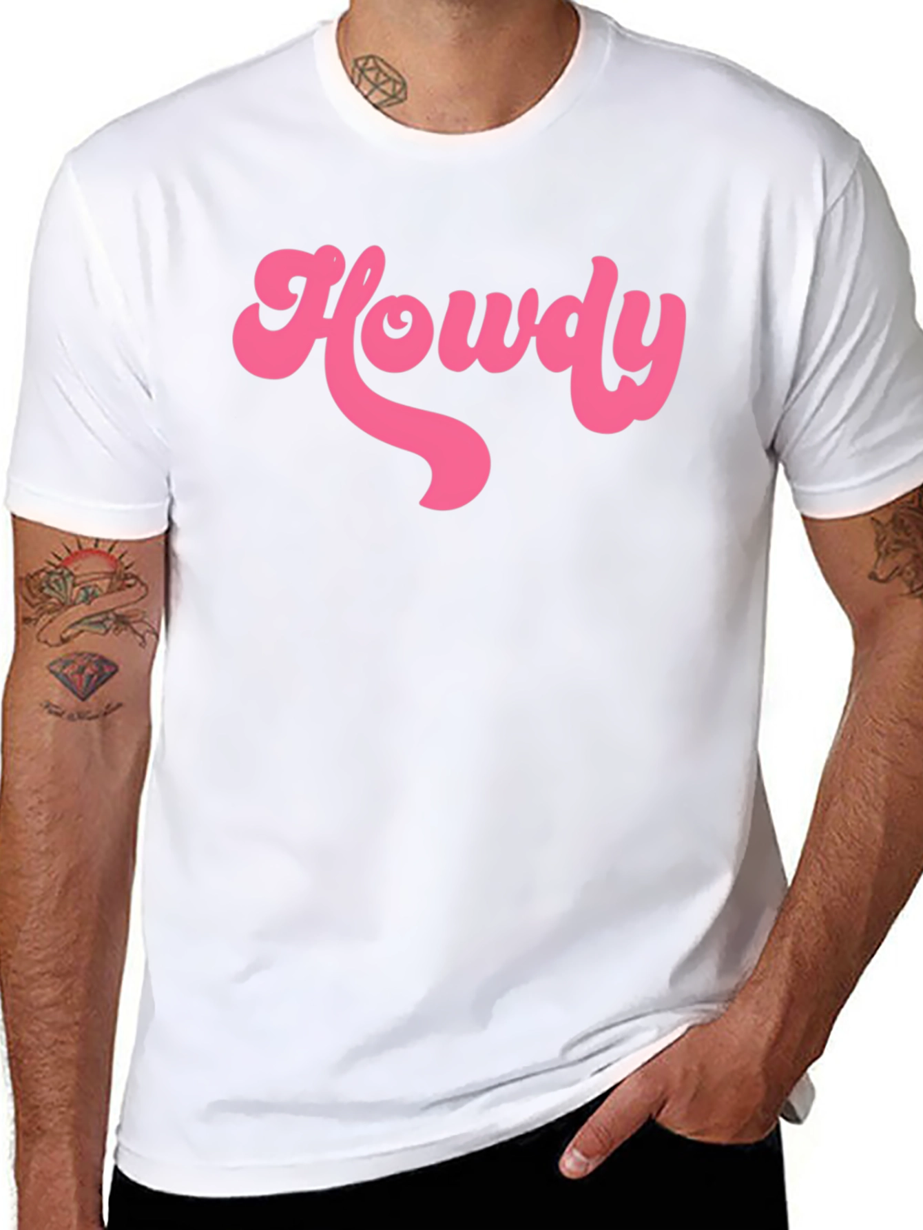 Howdy T-Shirt - Retro Pink Graphic on Black Tee
