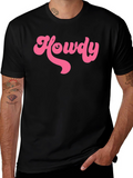 Howdy T-Shirt - Retro Pink Graphic on Black Tee