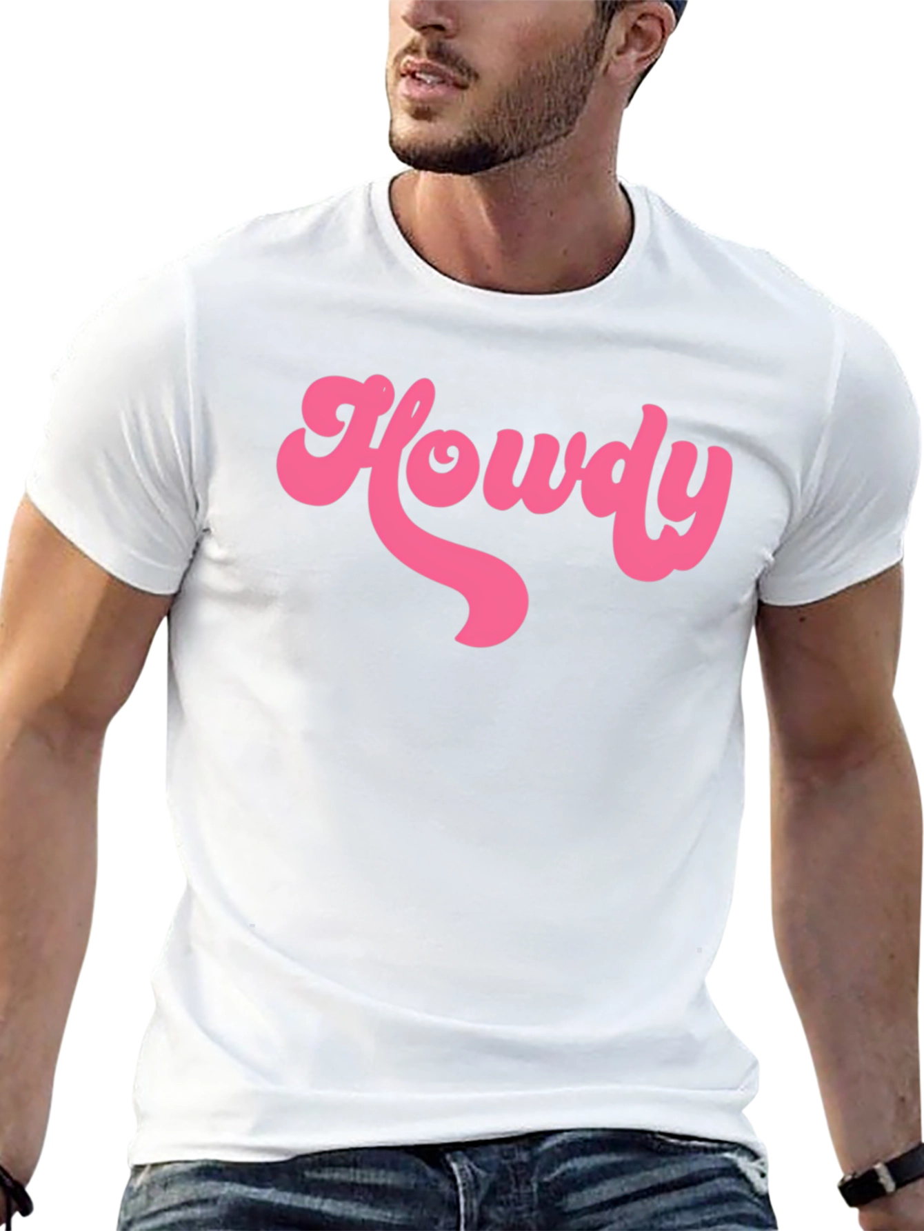 Howdy T-Shirt - Retro Pink Graphic on Black Tee