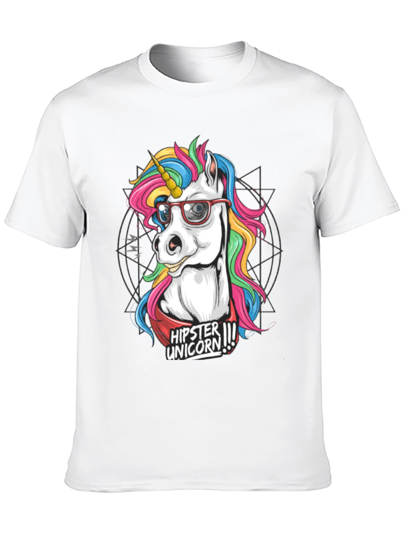 Hipster Unicorn Graphic T-Shirt - Black