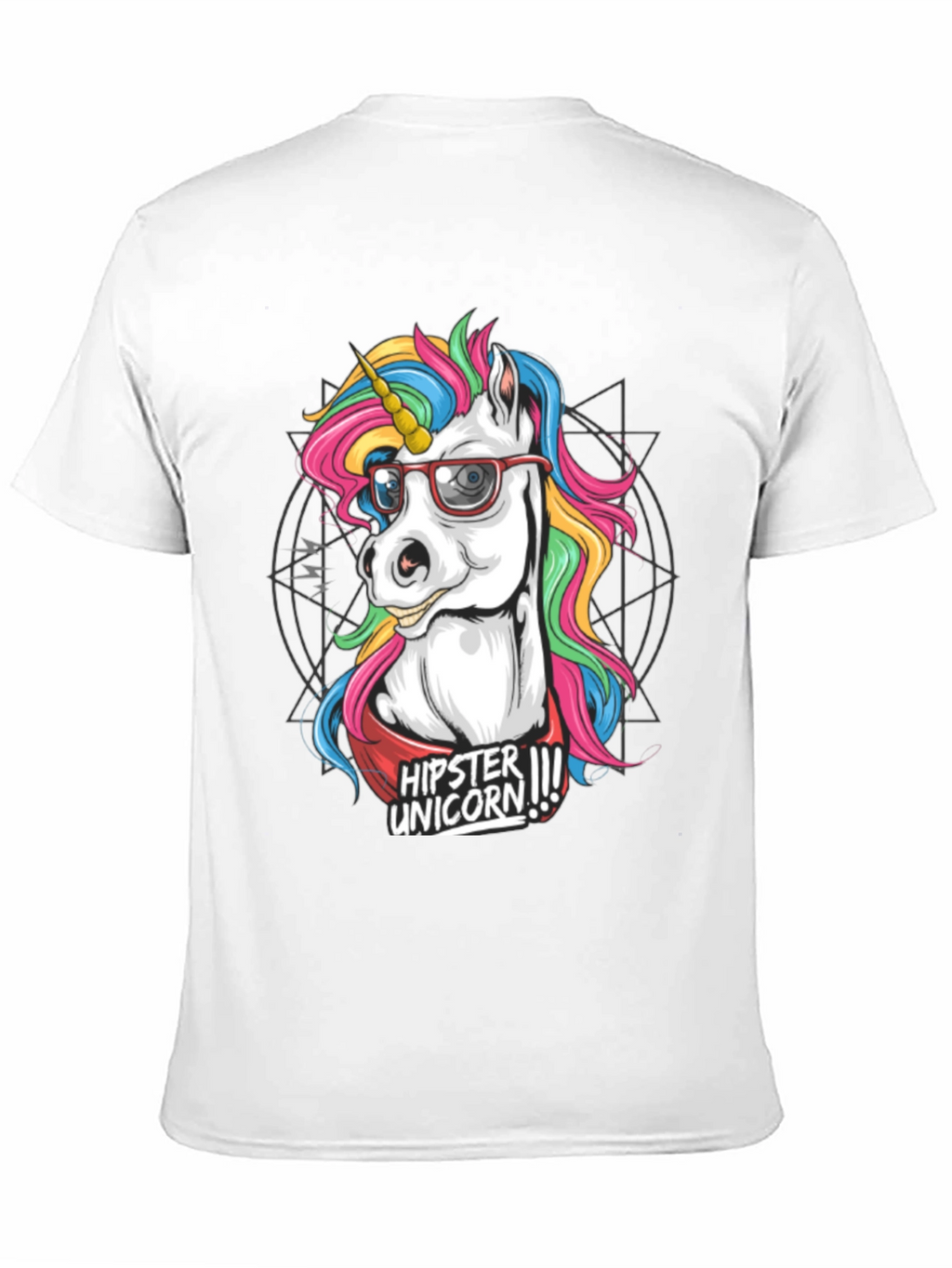 Hipster Unicorn Graphic T-Shirt - Black