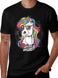 Hipster Unicorn Graphic T-Shirt - Black