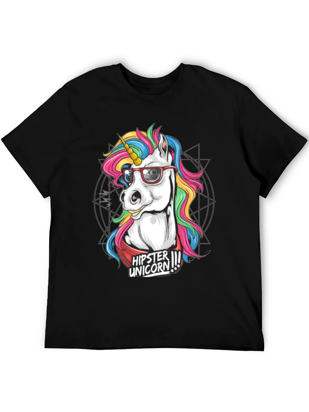 Hipster Unicorn Graphic T-Shirt - Black