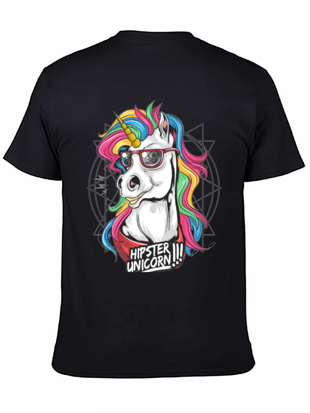 Hipster Unicorn Graphic T-Shirt - Black