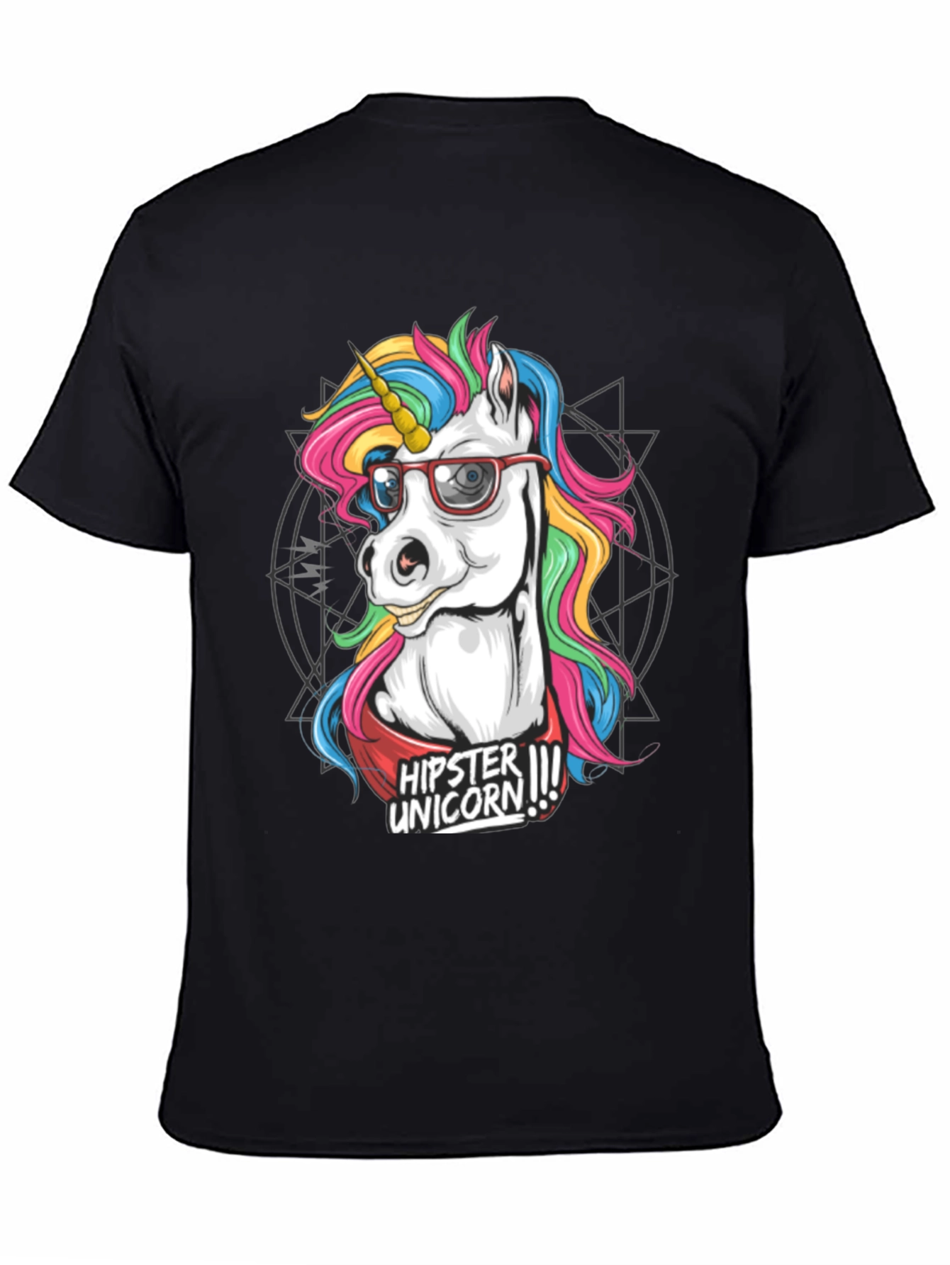 Hipster Unicorn Graphic T-Shirt - Black