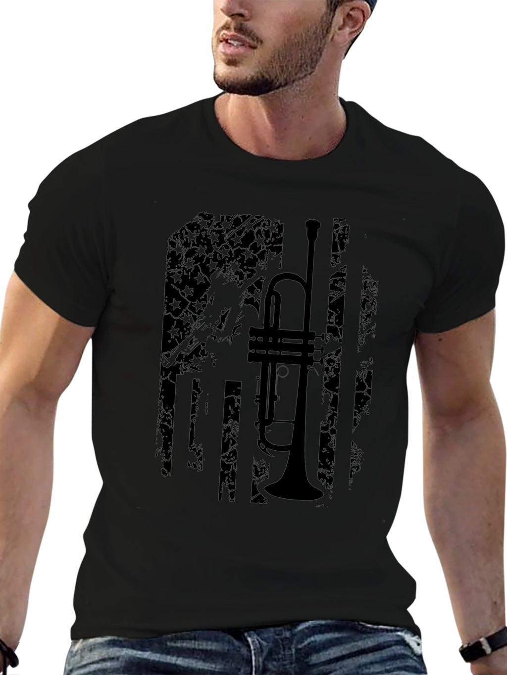 Trumpet Flag Black T-Shirt