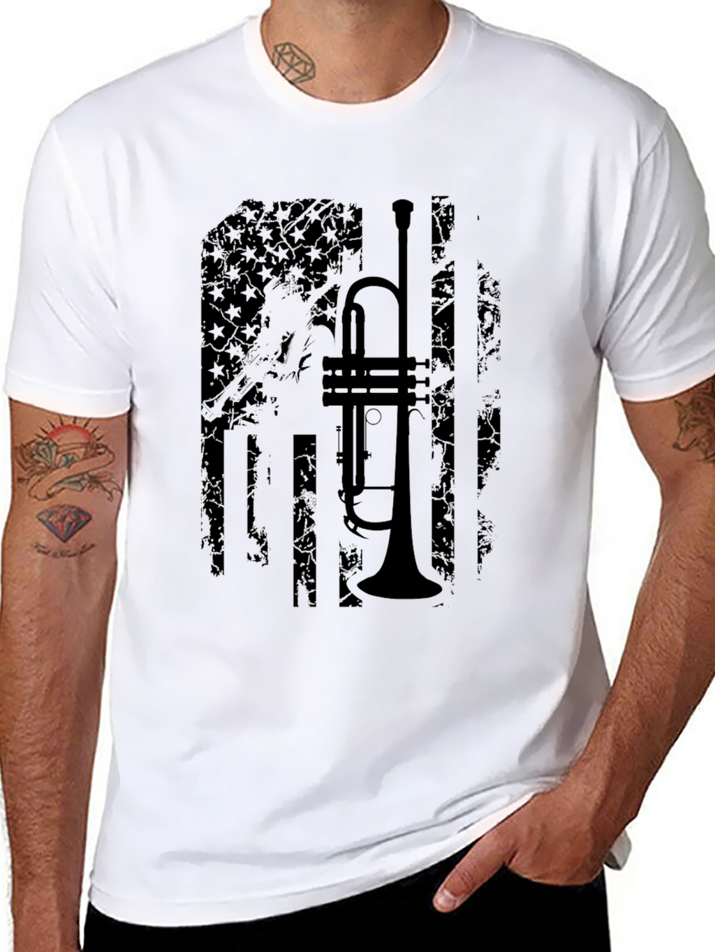 Trumpet Flag Black T-Shirt