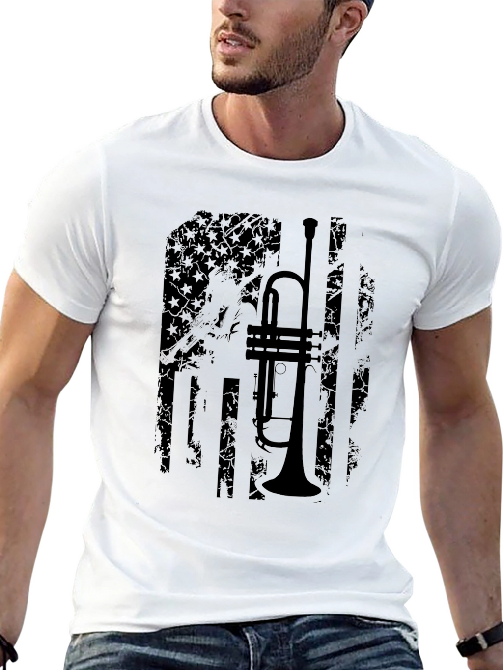 Trumpet Flag Black T-Shirt