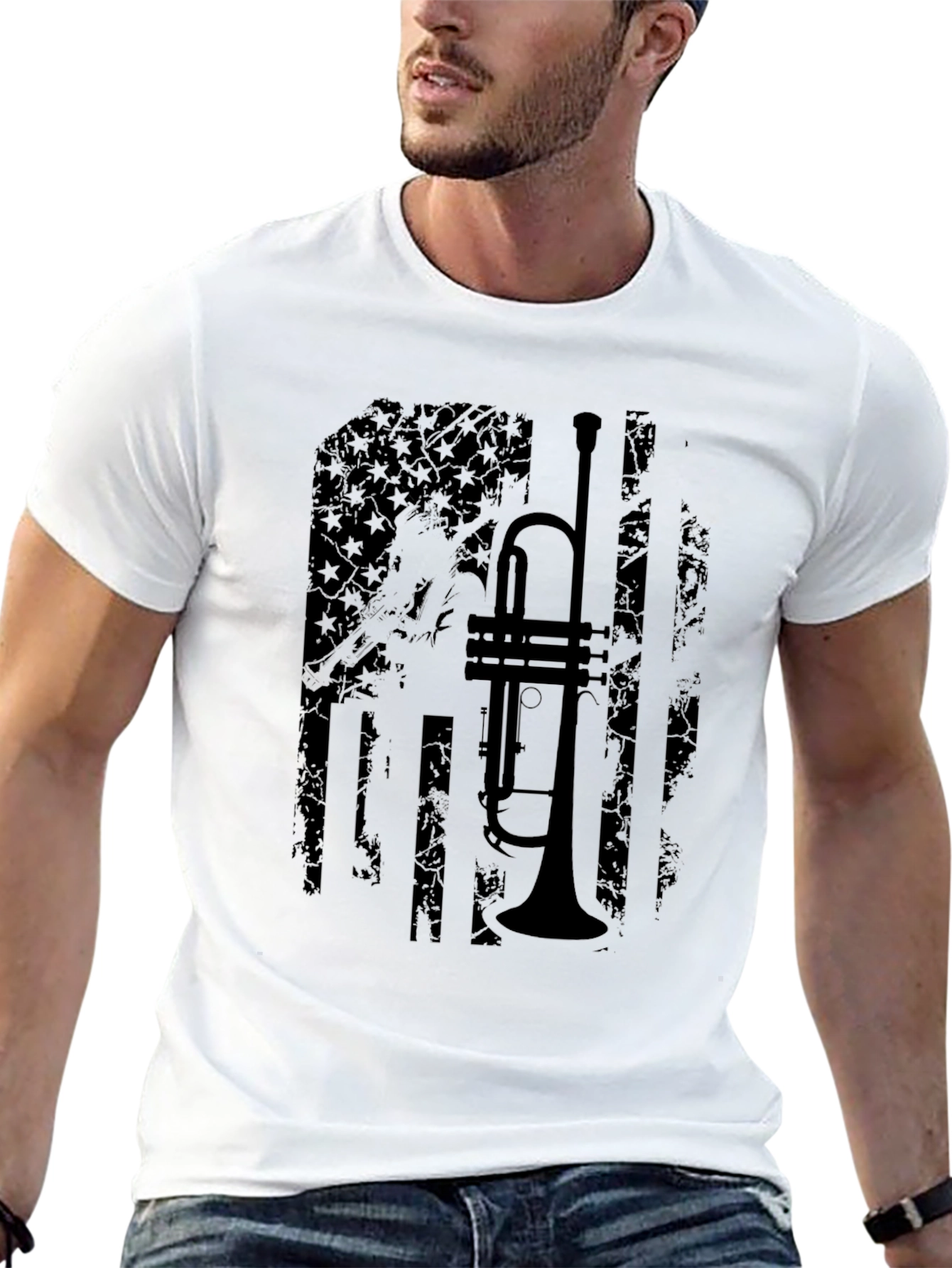Trumpet Flag Black T-Shirt