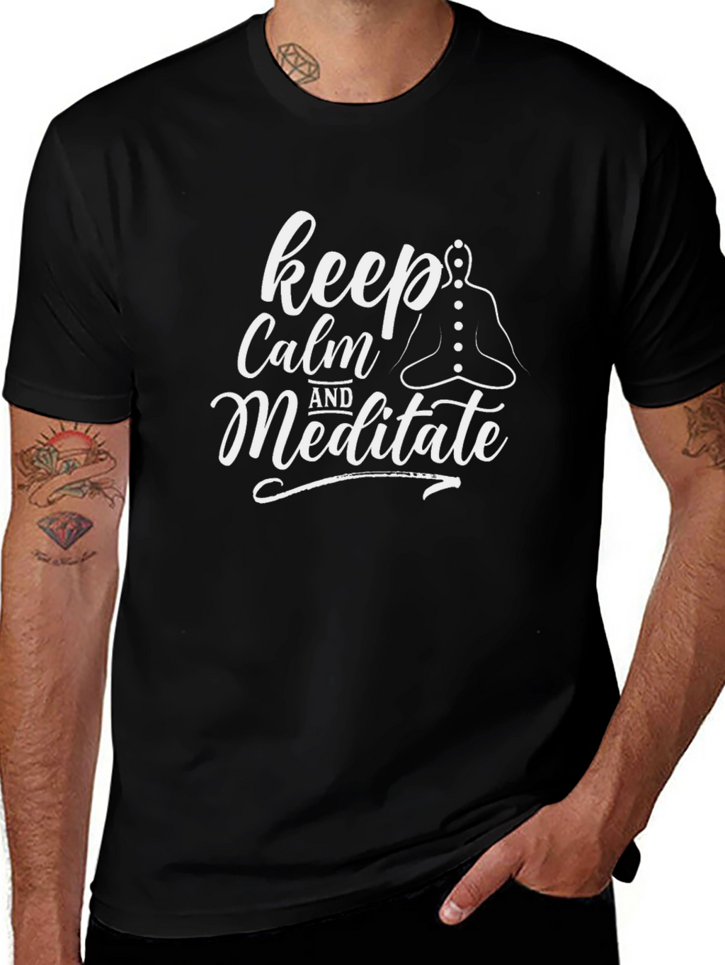 Keep Calm and Meditate Graphic Tee - Black T-Shirt