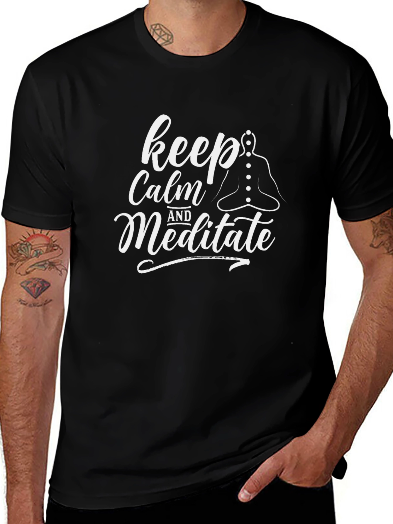 Keep Calm and Meditate Graphic Tee - Black T-Shirt