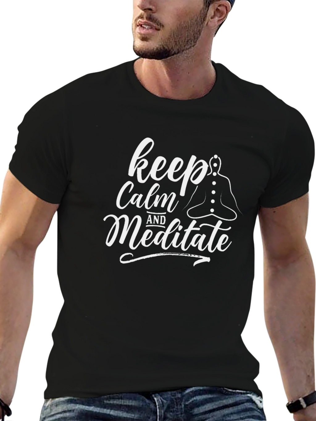 Keep Calm and Meditate Graphic Tee - Black T-Shirt