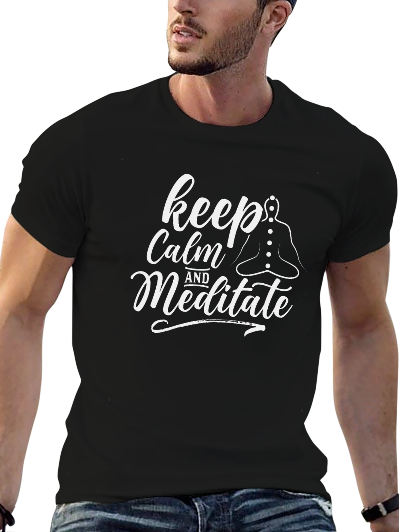 Keep Calm and Meditate Graphic Tee - Black T-Shirt