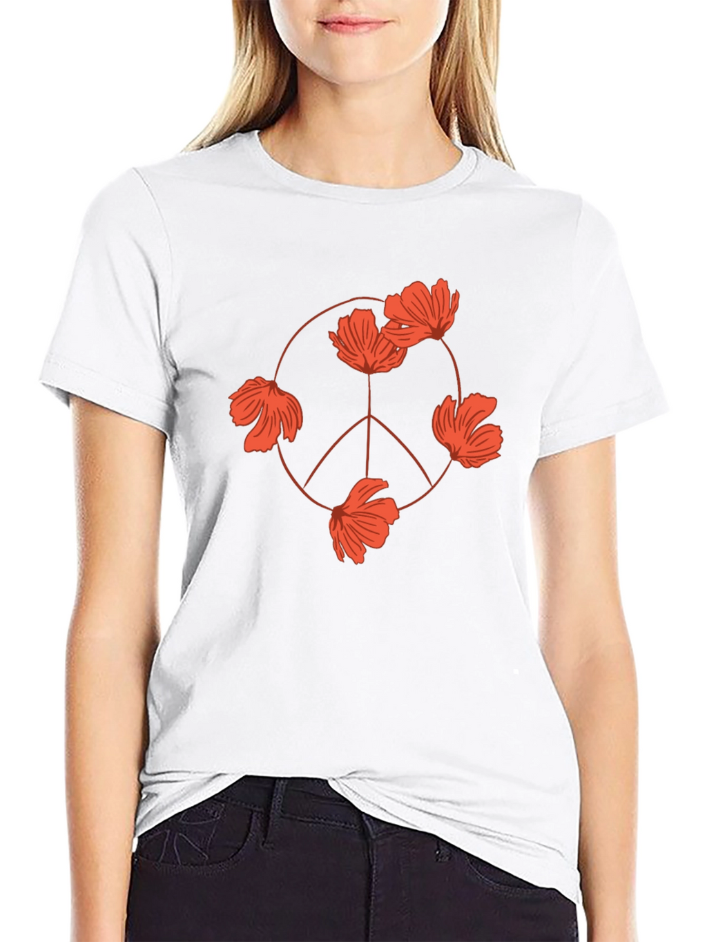 Floral Peace Sign T-Shirt - Modern Graphic Tee
