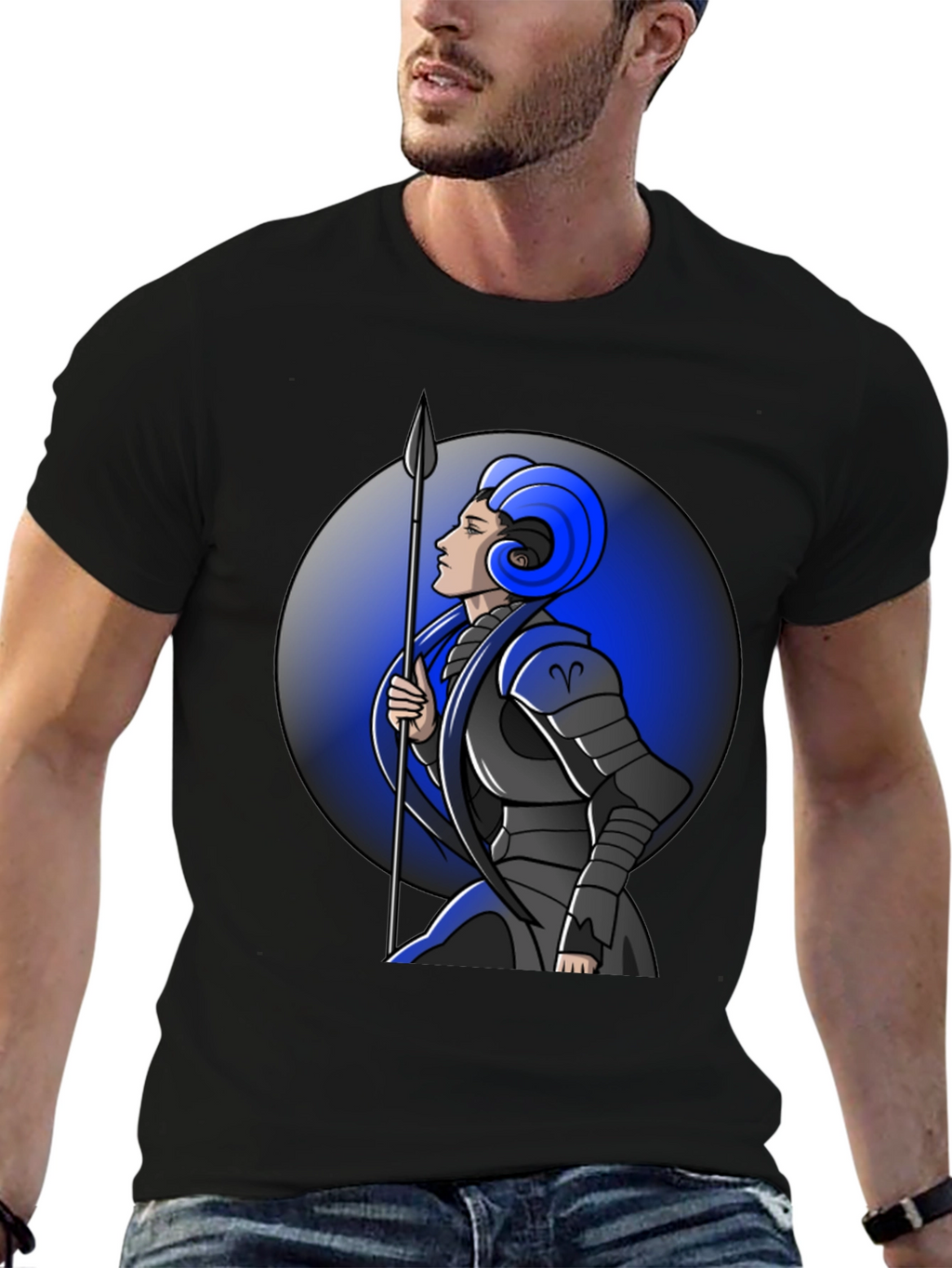 Aries Zodiac Warrior Graphic Tee - Black