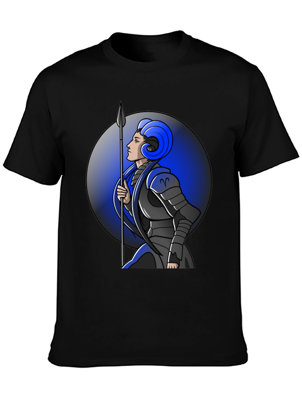 Aries Zodiac Warrior Graphic Tee - Black