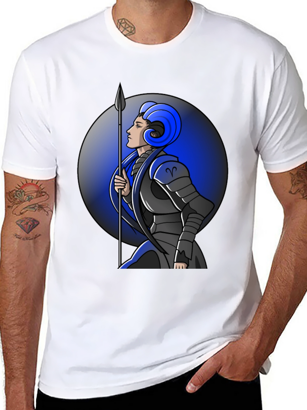Aries Zodiac Warrior Graphic Tee - Black