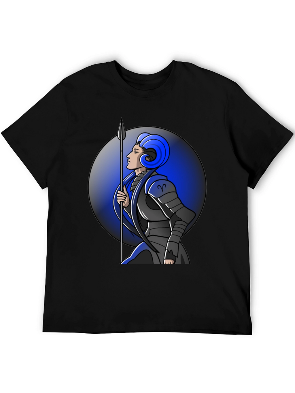 Aries Zodiac Warrior Graphic Tee - Black