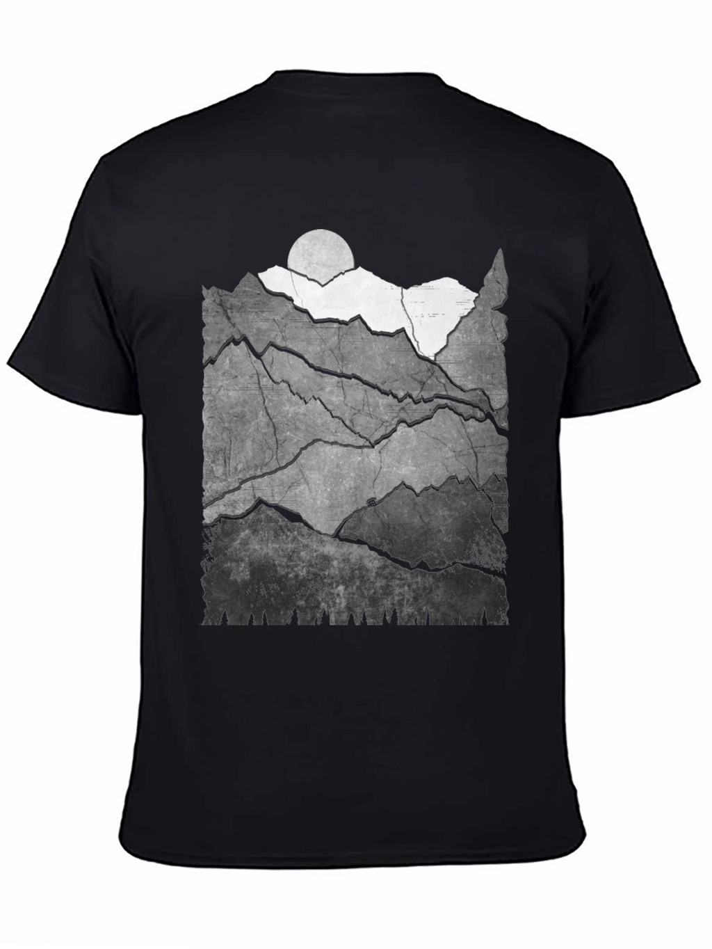 Mountainscape Graphic Tee - Black Cotton Blend
