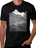 Mountainscape Graphic Tee - Black Cotton Blend