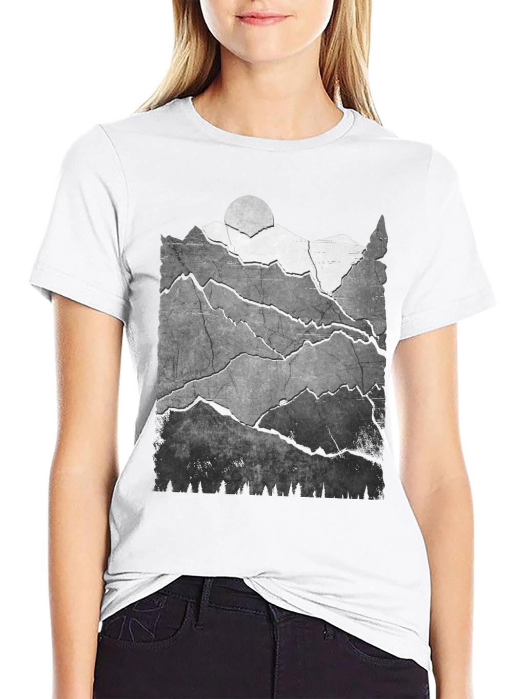 Mountainscape Graphic Tee - Black Cotton Blend