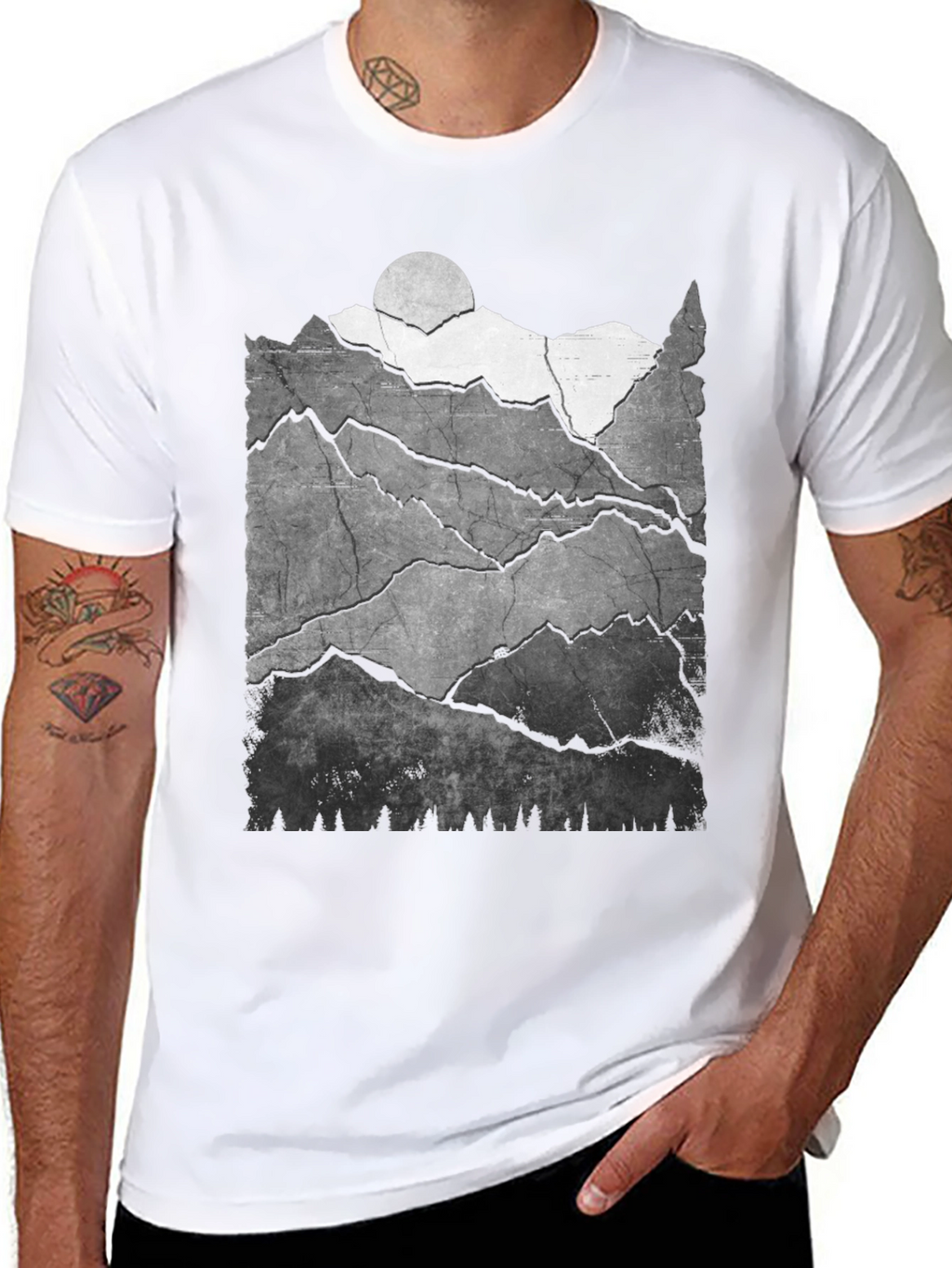 Mountainscape Graphic Tee - Black Cotton Blend