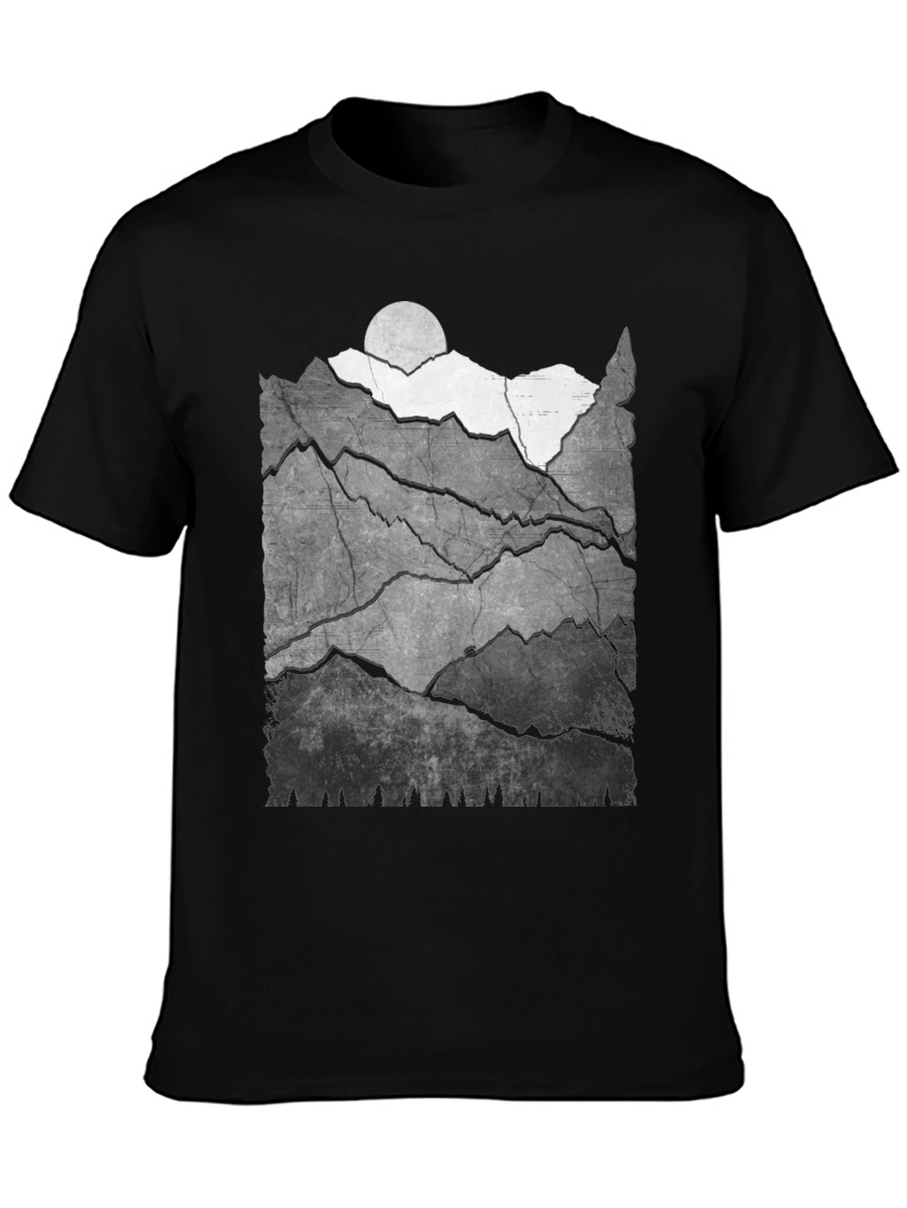 Mountainscape Graphic Tee - Black Cotton Blend