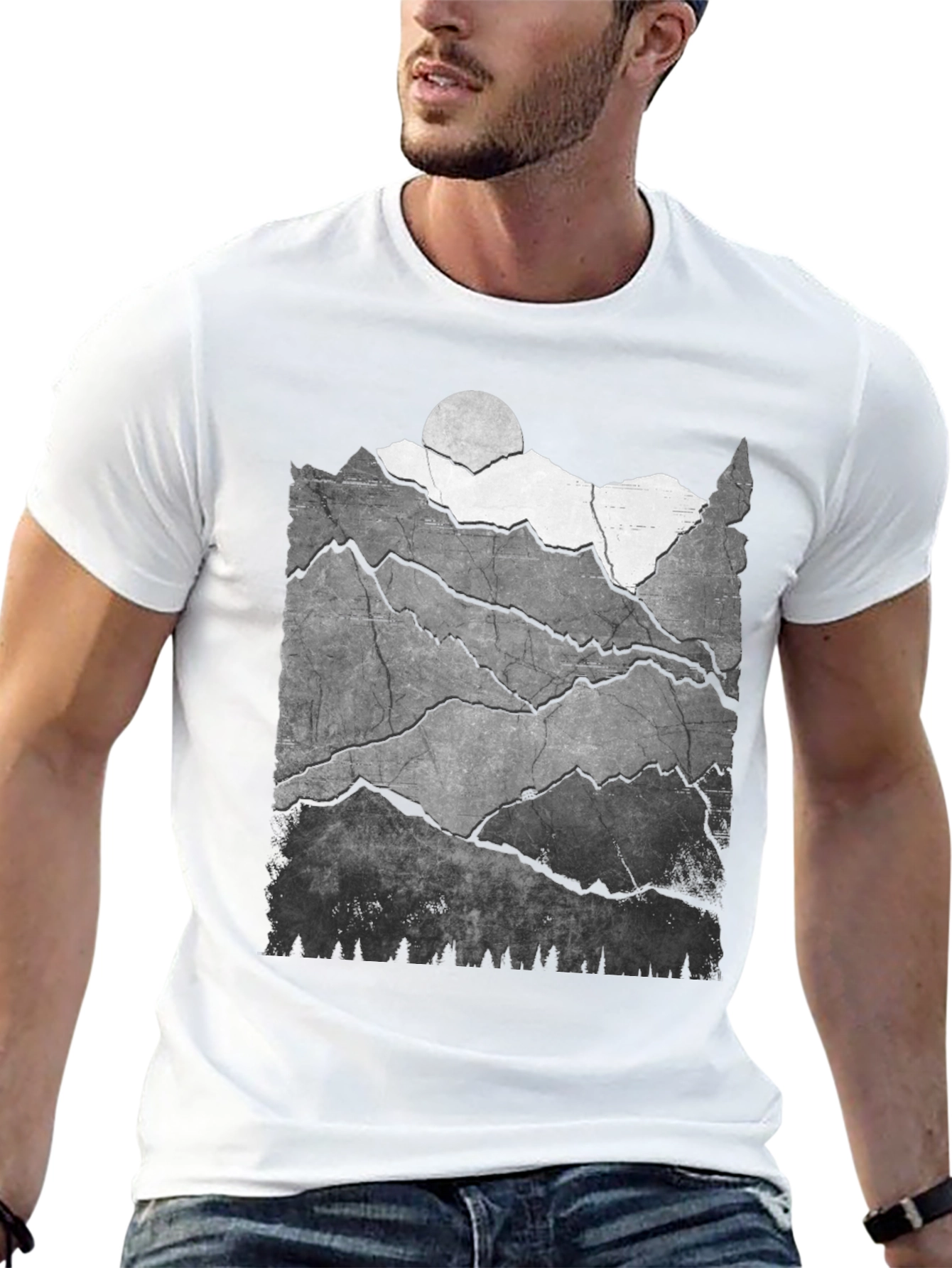 Mountainscape Graphic Tee - Black Cotton Blend