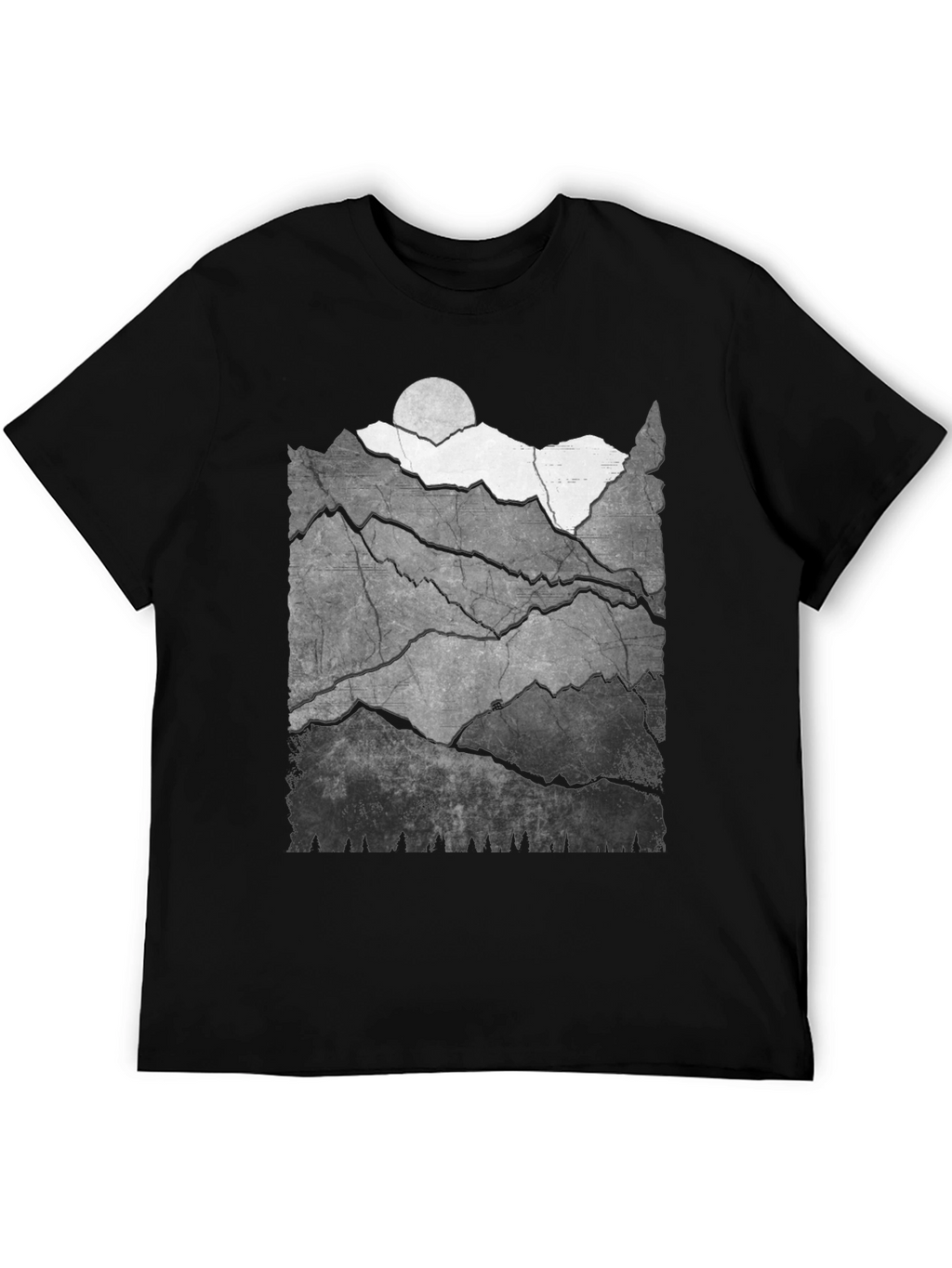 Mountainscape Graphic Tee - Black Cotton Blend