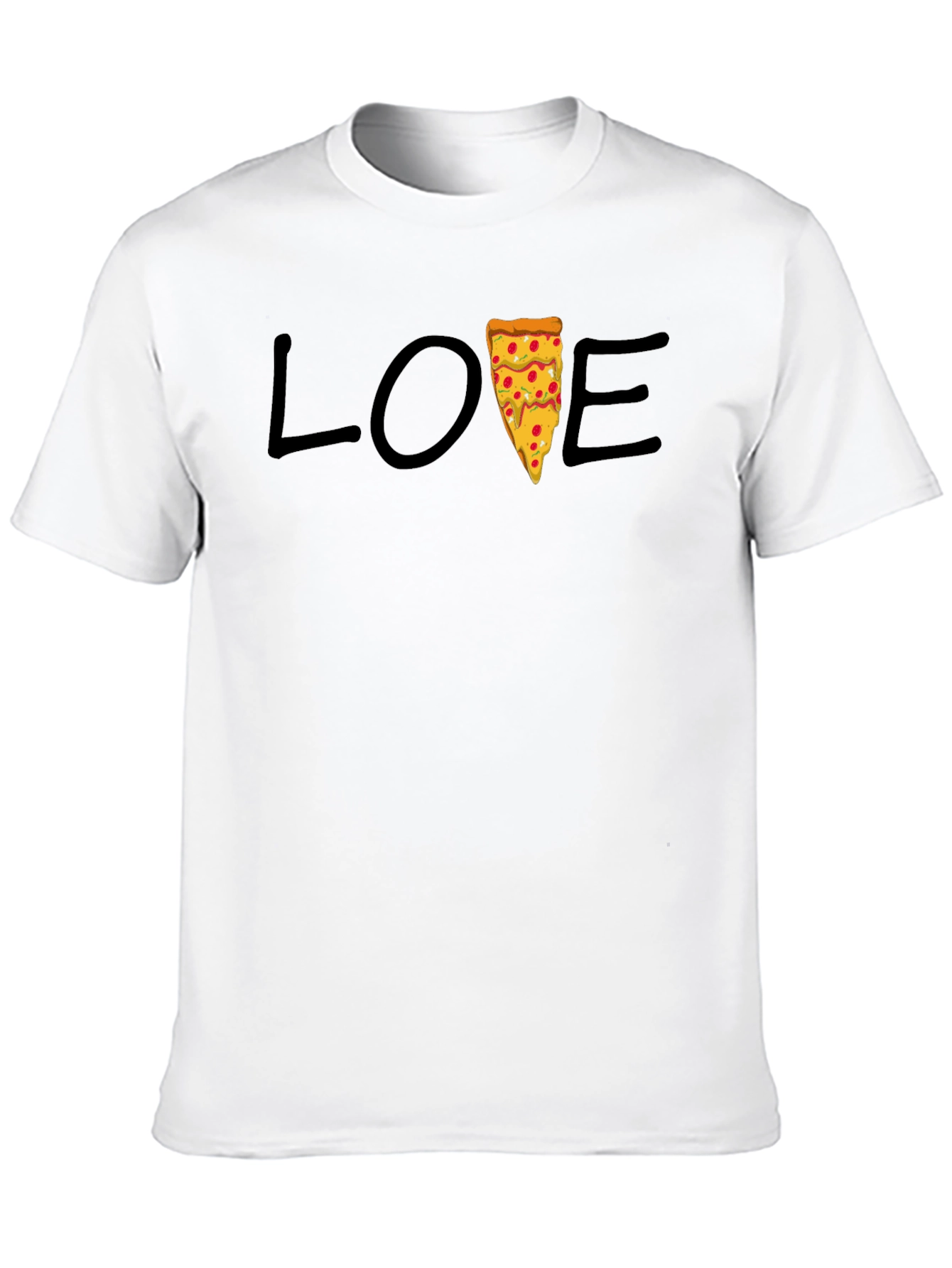 Love Pizza Graphic Tee - Casual Black T-Shirt