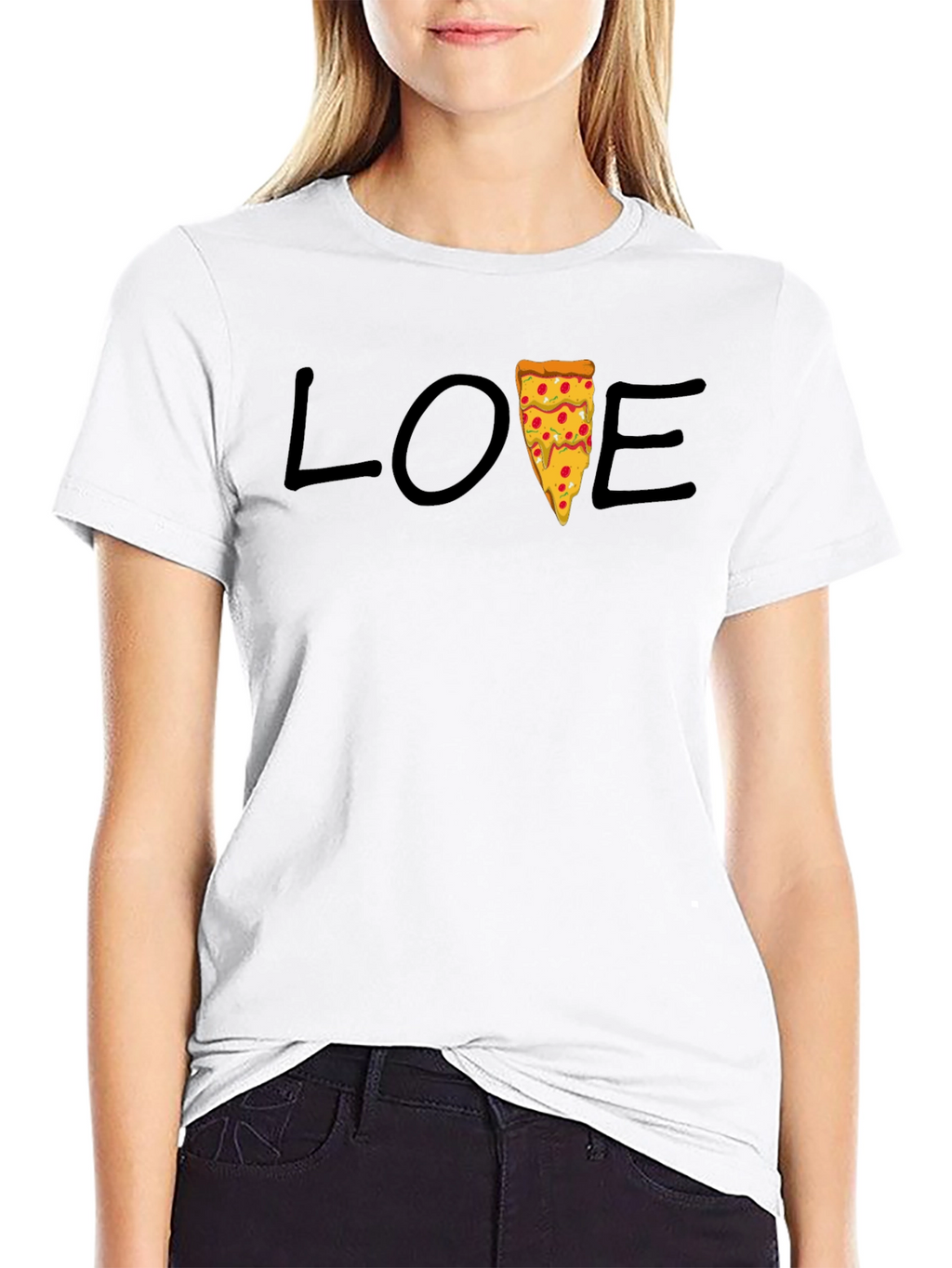 Love Pizza Graphic Tee - Casual Black T-Shirt