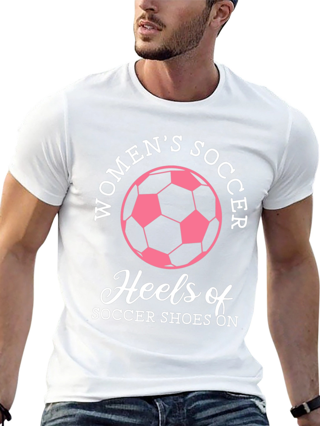 Womens Soccer Heels Graphic T-Shirt