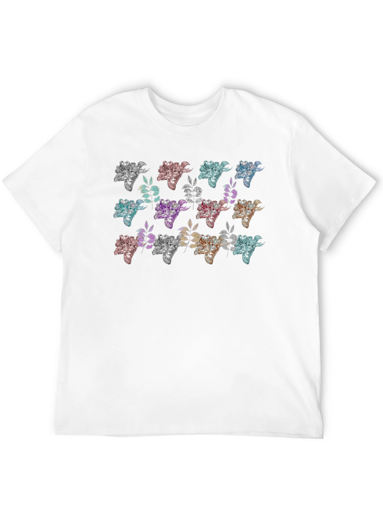 Floral Pattern Black T-Shirt for Men