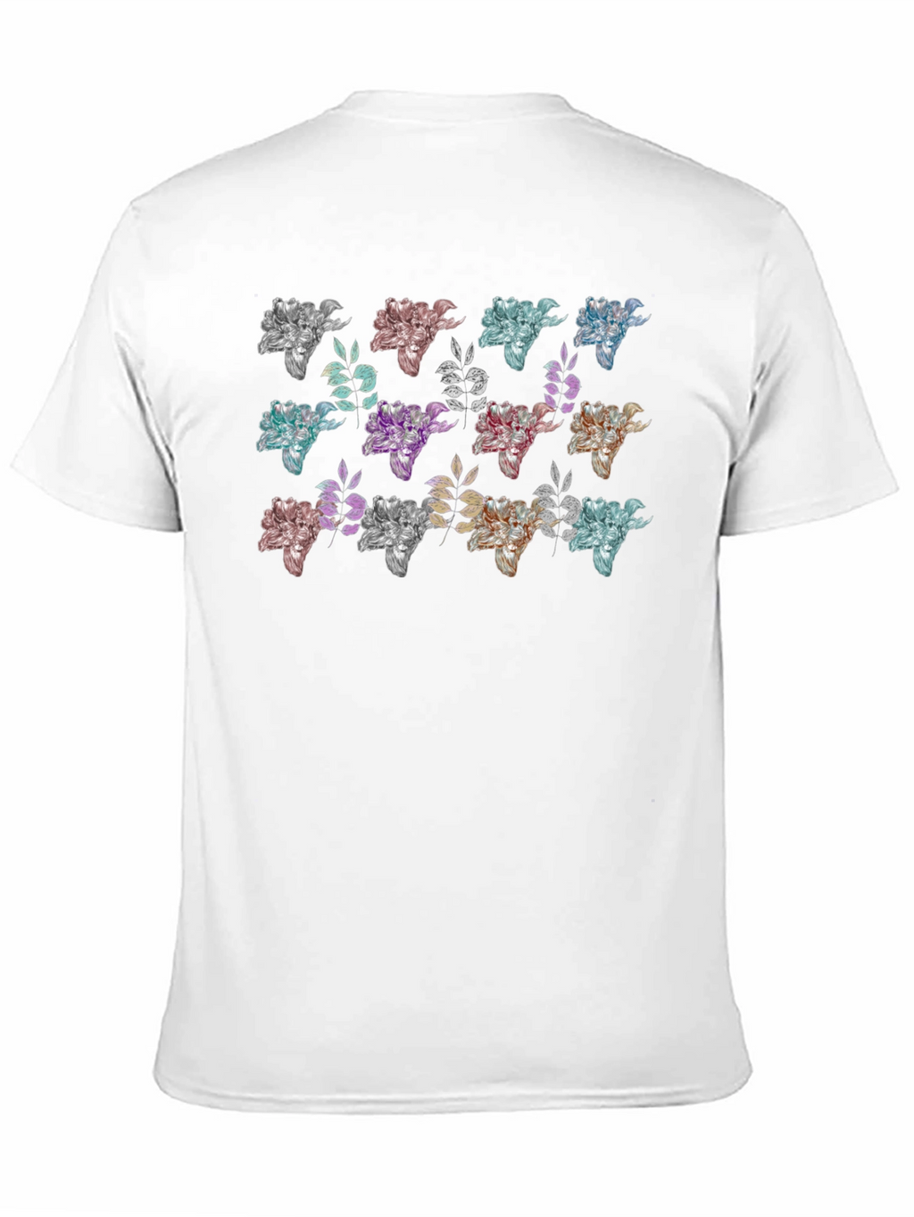 Floral Pattern Black T-Shirt for Men