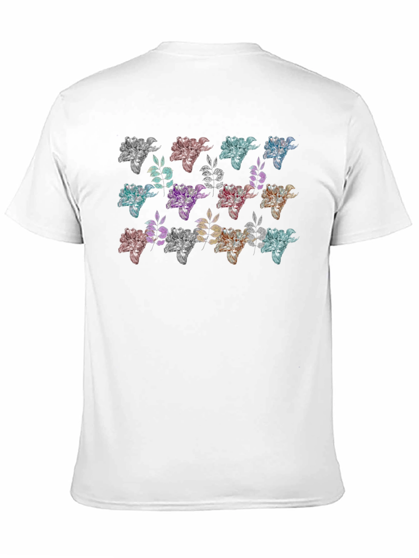 Floral Pattern Black T-Shirt for Men
