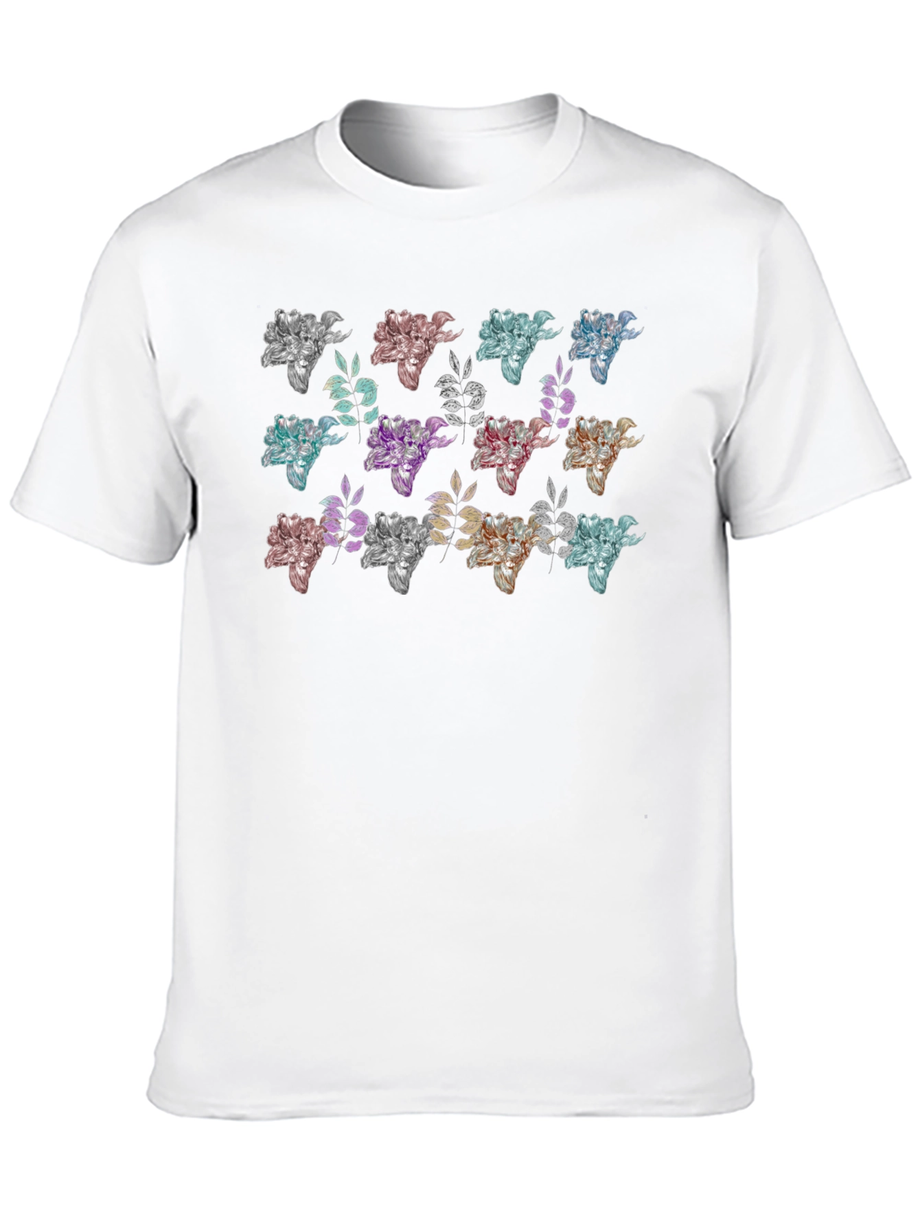 Floral Pattern Black T-Shirt for Men