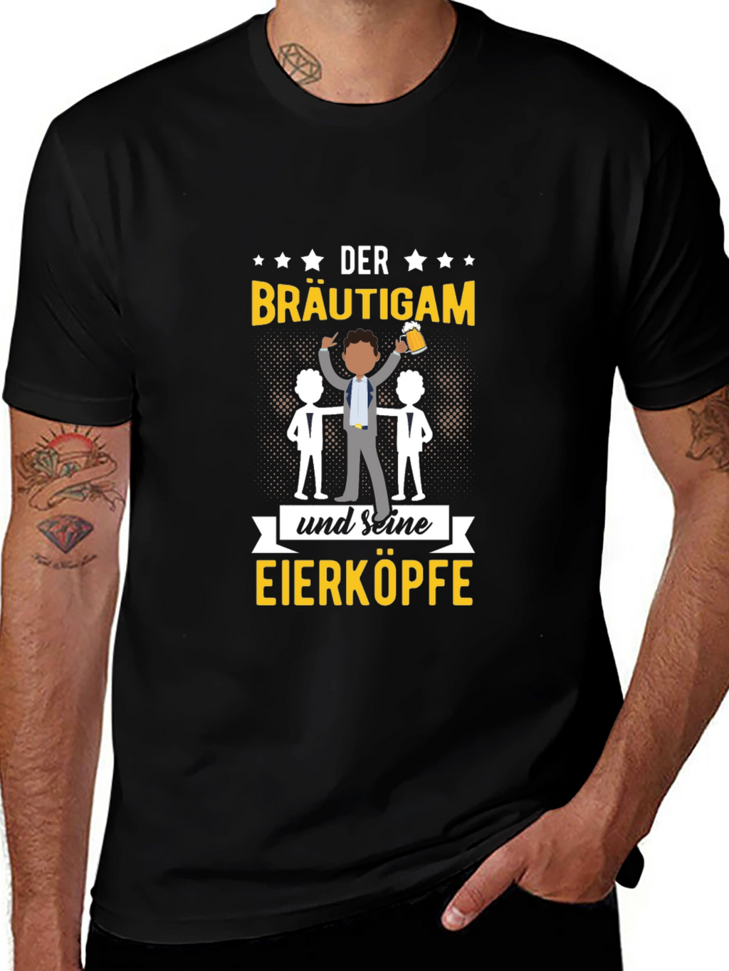 Funny Groom & Crew Graphic T-Shirt - Black
